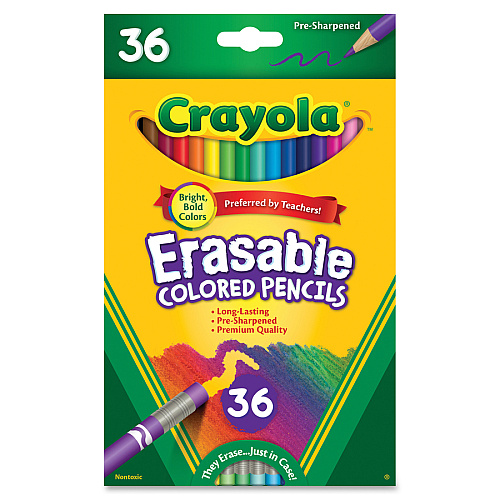 Crayola Erasable Colored Pencils 3.3 mm Assorted Lead - Thick Point - 36 / Pack (681036)