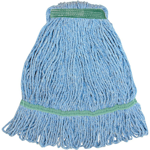 Genuine Joe Narrow Band Medium Mophead Rayon, Cotton - Blue - 12 / Carton (GJOMBL1BCT)