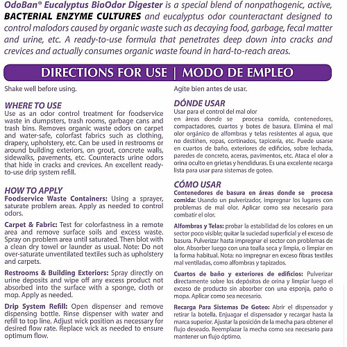 OdoBan Professional BioOdor Digester Refill 128 fl oz (4 quart) - Eucalyptus Scent - Antibacterial - Purple - 1 Each (927062G4)