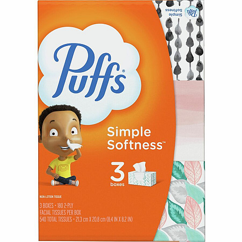 Puffs Basic Facial Tissues 2 Ply - Assorted - 180 Per Box - 24 / Carton (87615CT)