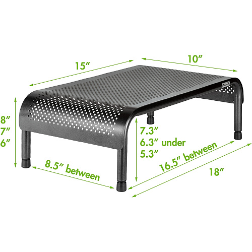 Allsop Metal Art Ergo 3 Adjustable Height Monitor Stand 15-Inch Wide Platform - 35 lb Load Capacity - 8" Height x 18" Width x 10" Depth - Powder Coated - Metal (31630)