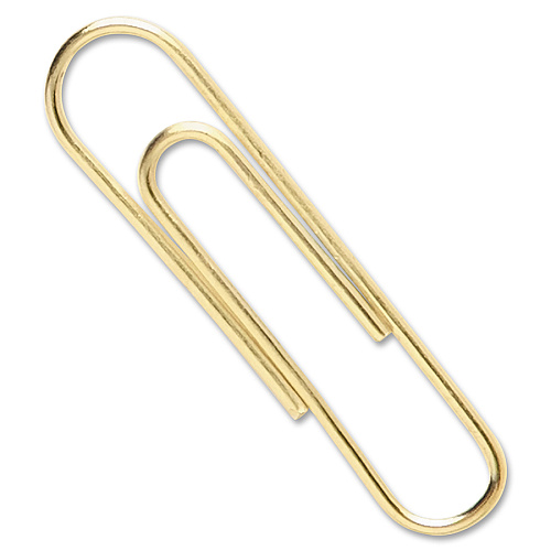 ACCO Gold Tone Paper Clips No. 2 - 1.4" Length x 0.5" Width - 10 Sheet Capacity - for Office, Home, School, Document, Paper - Sturdy, Flex Resistant, Bend Resistant - Gold - 100/Box - 4 / Pack (72554)
