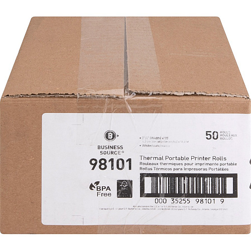 Business Source Portable Printer Thermal Rolls 2 1/4" x 55 ft - BPA Free - White - 50 / Carton (BSN98101)