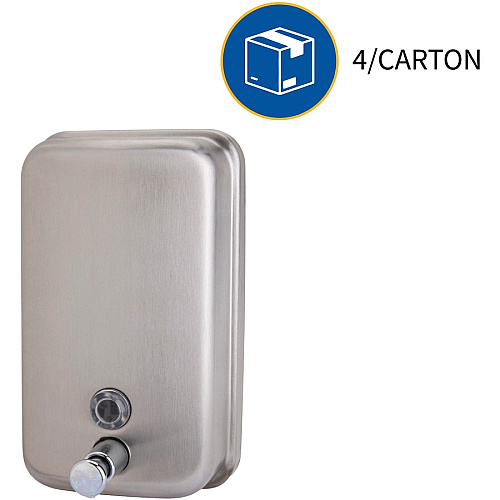 Genuine Joe Liquid/Lotion Soap Dispenser Manual - 31.50 fl oz Capacity - Corrosion Resistant, Wall Mountable, Rust Proof - Stainless Steel - 24 / Carton (GJO02201CT)