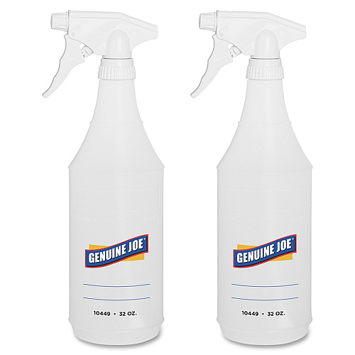 Genuine Joe 32 oz Trigger Spray Bottle Suitable For Cleaning - Adjustable, Flexible, Graduated - Clear - 2/Pack - 24 / Carton (GJO10449CT)