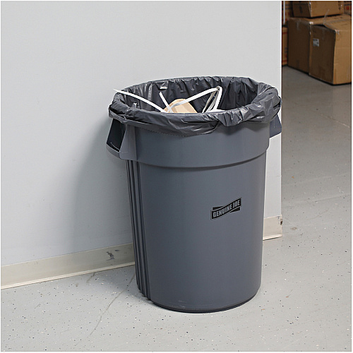 Genuine Joe 44-gallon Heavy-duty Trash Container 44 gal Capacity - Heavy Duty, Handle - 24" Height x 31.5" Width x 24" Depth - Gray - 4 / Carton (GJO11581CT)