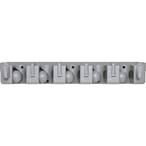 Genuine Joe Cleaning Tool Wall Organizer Rack 5 x Broom - 3.75" Height x 16.50" Width x 2.75" Depth - Gray - ABS Plastic - 24 / Carton (12504CT)