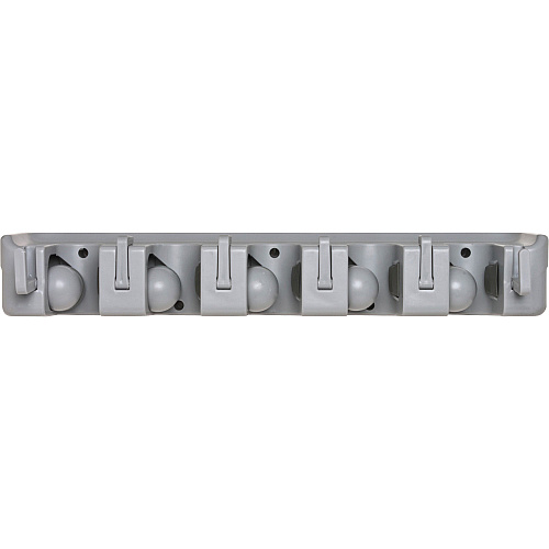 Genuine Joe Cleaning Tool Wall Organizer Rack 5 x Broom - 3.75" Height x 16.50" Width x 2.75" Depth - Gray - ABS Plastic - 24 / Carton (12504CT)