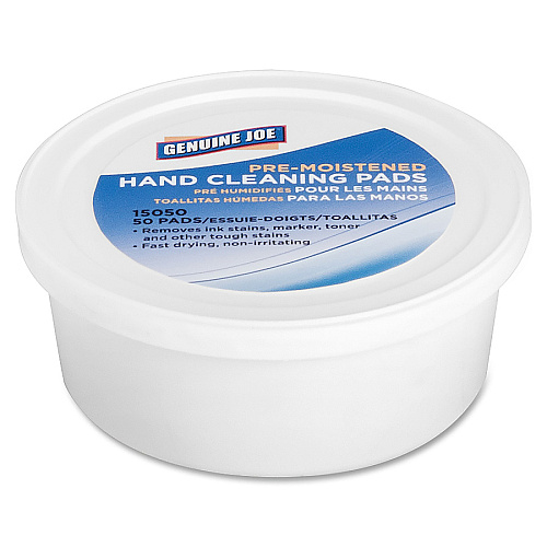 Genuine Joe Pre-moistened Hand Cleaning Pads 3" Roll Diameter - WhitePack - 50/Pack - 72 / Carton (GJO15050CT)