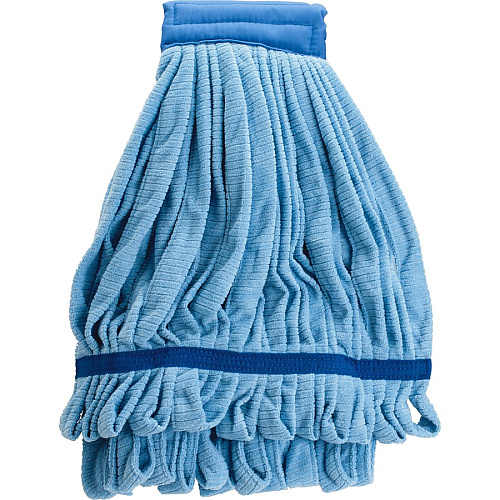 Genuine Joe Microfiber Wet Mophead Refill Large - Launderable, Absorption, Textured, Durable, Headband - MicroFiber - Blue - 12 / Carton (GJO47540CT)