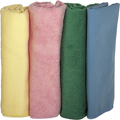 Genuine Joe Color-coded Microfiber Cleaning Cloths 16" Width x 16" Length - Assorted - MicroFiber - 4/Pack - 36 / Carton (GJO48261CT)