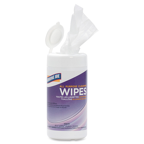 Genuine Joe All Purpose Cleaning Wipes 5.88" Length x 5.13" Width - 100 / Tub - 12 / Carton - Pre-moistened, Non-abrasive, Non-toxic, Soft - Multi (GJO49870CT)