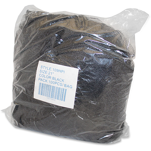 Genuine Joe Black Nylon Hair Net Recommended for: Food Handling, Food Processing - Large - 21" Stretched Diameter - Contaminant Protection - Nylon - Black - Lightweight, Comfortable, Durable, Tear Resistant - 100/Pack - 10 / Carton (GJO85135CT)