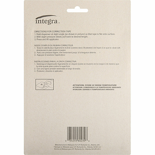 Integra Dispensing Correction Tape Holds Total 1 Tape(s) - White - 6 / Pack (60239)