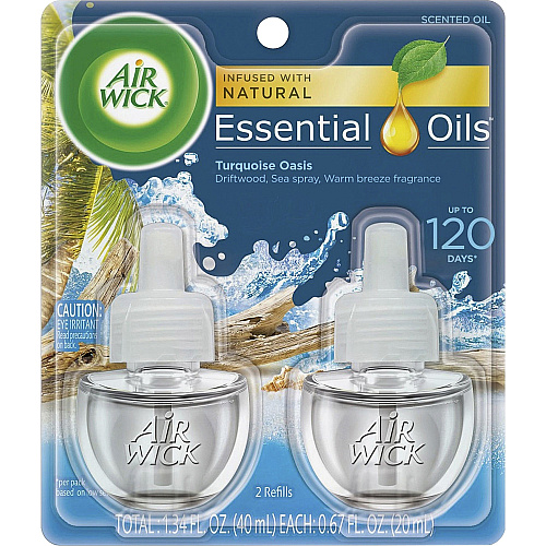 Air Wick Scented Oil Warmer Refill Oil - 0.7 fl oz (0 quart) - Turquoise Oasis - 60 Day - Long Lasting - 2/Pack - 6 / Carton (91109CT)
