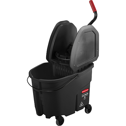 Rubbermaid Commercial WaveBrake Down Press Mop Bucket 8.75 gal - Splash Resistant, Durable, Caster - 27.4" x 16.1" - Tubular Steel - Black - 1 / Carton (1863898)