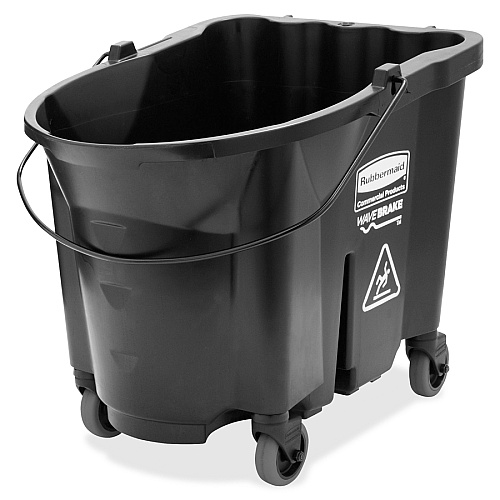 Rubbermaid Commercial WaveBrake Down Press Mop Bucket 8.75 gal - Splash Resistant, Durable, Caster - 27.4" x 16.1" - Tubular Steel - Black - 1 / Carton (1863898)