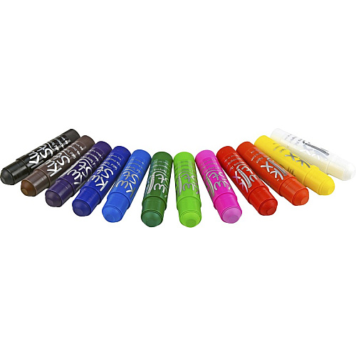 The Pencil Grip Kwik Stix 12-color Solid Tempera Paint 12 Color(s) - Red, Black, Blue, Yellow, Brown, Green - 12 / Set (602)