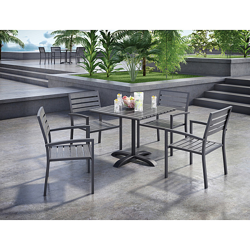 KFI Outdoor Chair Synthetic Seat Material - Synthetic Back Material - Gray - 1 Each (5601GY)