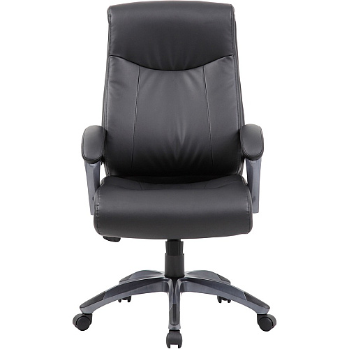 Boss B8661 Executive Chair Black Seat Color - LeatherPlus Seat Material - Gray Back Color - Leather Back Material - Black, Gray Frame Color - Nylon Frame Material - 5-star Base - 1 Each (B8661BK)