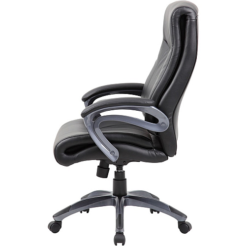 Boss B8661 Executive Chair Black Seat Color - LeatherPlus Seat Material - Gray Back Color - Leather Back Material - Black, Gray Frame Color - Nylon Frame Material - 5-star Base - 1 Each (B8661BK)