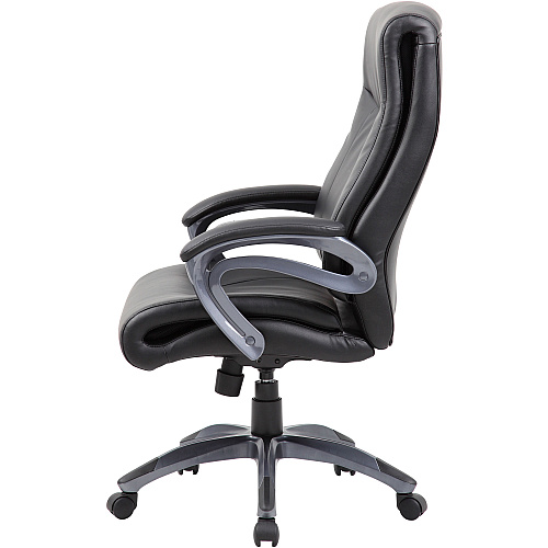 Boss B8661 Executive Chair Black Seat Color - LeatherPlus Seat Material - Gray Back Color - Leather Back Material - Black, Gray Frame Color - Nylon Frame Material - 5-star Base - 1 Each (B8661BK)