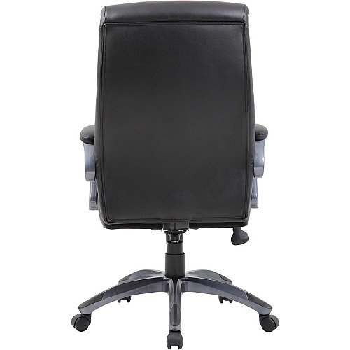 Boss B8661 Executive Chair Black Seat Color - LeatherPlus Seat Material - Gray Back Color - Leather Back Material - Black, Gray Frame Color - Nylon Frame Material - 5-star Base - 1 Each (B8661BK)