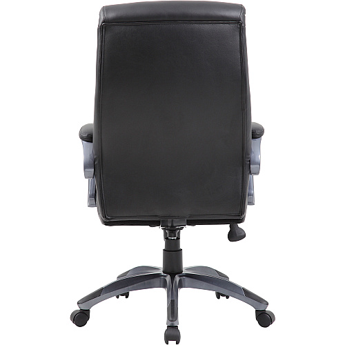Boss B8661 Executive Chair Black Seat Color - LeatherPlus Seat Material - Gray Back Color - Leather Back Material - Black, Gray Frame Color - Nylon Frame Material - 5-star Base - 1 Each (B8661BK)