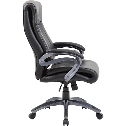 Boss B8661 Executive Chair Black Seat Color - LeatherPlus Seat Material - Gray Back Color - Leather Back Material - Black, Gray Frame Color - Nylon Frame Material - 5-star Base - 1 Each (B8661BK)