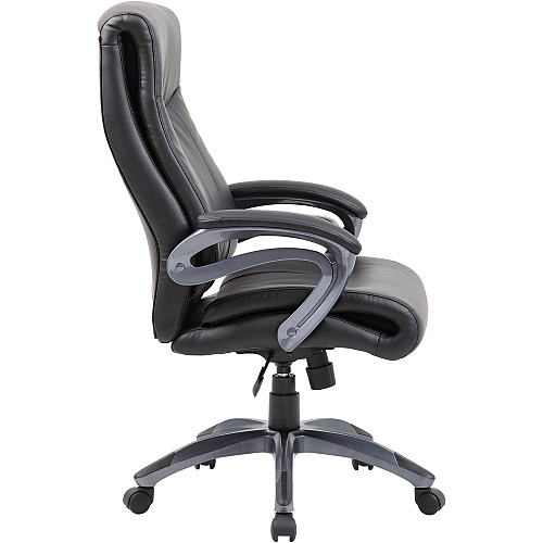 Boss B8661 Executive Chair Black Seat Color - LeatherPlus Seat Material - Gray Back Color - Leather Back Material - Black, Gray Frame Color - Nylon Frame Material - 5-star Base - 1 Each (B8661BK)