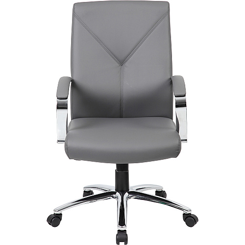 Boss B10101 Executive Chair Gray Seat Color - LeatherPlus Seat Material - Gray Back Color - Leather, Polyurethane Back Material - Chrome, Black Frame Color - Chrome Frame Material - 5-star Base - 1 Each (B10101GY)