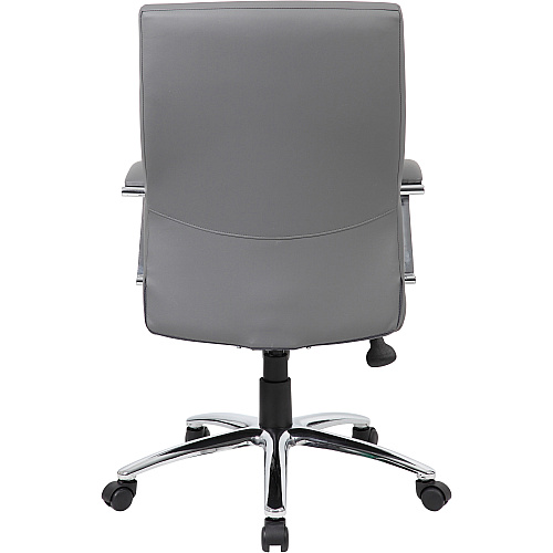 Boss B10101 Executive Chair Gray Seat Color - LeatherPlus Seat Material - Gray Back Color - Leather, Polyurethane Back Material - Chrome, Black Frame Color - Chrome Frame Material - 5-star Base - 1 Each (B10101GY)