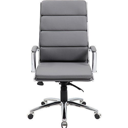 Boss B9471 Executive Chair Gray Seat Color - Vinyl Seat Material - Gray Back Color - Chrome, Black Frame Color - Chrome Frame Material - 5-star Base - Armrest - 1 Each (B9471GY)