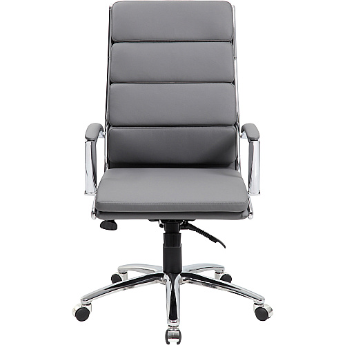 Boss B9471 Executive Chair Gray Seat Color - Vinyl Seat Material - Gray Back Color - Chrome, Black Frame Color - Chrome Frame Material - 5-star Base - Armrest - 1 Each (B9471GY)