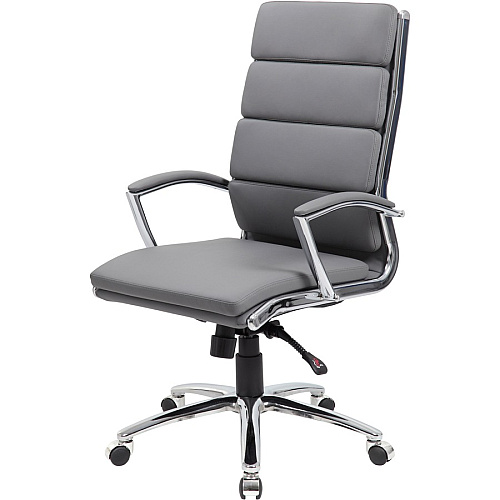 Boss B9471 Executive Chair Gray Seat Color - Vinyl Seat Material - Gray Back Color - Chrome, Black Frame Color - Chrome Frame Material - 5-star Base - Armrest - 1 Each (B9471GY)