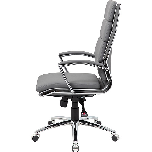Boss B9471 Executive Chair Gray Seat Color - Vinyl Seat Material - Gray Back Color - Chrome, Black Frame Color - Chrome Frame Material - 5-star Base - Armrest - 1 Each (B9471GY)