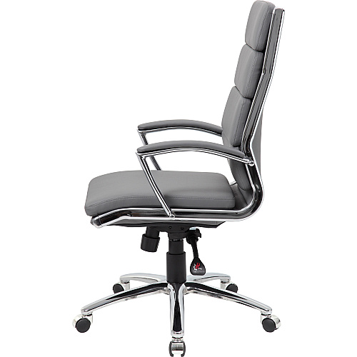 Boss B9471 Executive Chair Gray Seat Color - Vinyl Seat Material - Gray Back Color - Chrome, Black Frame Color - Chrome Frame Material - 5-star Base - Armrest - 1 Each (B9471GY)