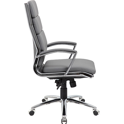 Boss B9471 Executive Chair Gray Seat Color - Vinyl Seat Material - Gray Back Color - Chrome, Black Frame Color - Chrome Frame Material - 5-star Base - Armrest - 1 Each (B9471GY)
