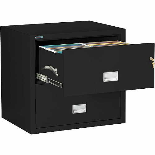 Phoenix World Class Lateral File - 2-Drawer 31" Width x 23.6" Depth x 28.8" Height - 2 x Drawer(s) for File - Lateral - Fire Resistant, Explosion Resistant, Impact Resistant, Security Lock - Black - 1 Each (LAT2W31B)