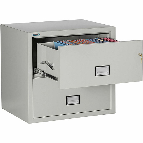 Phoenix World Class Lateral File - 2-Drawer 31" Width x 23.6" Depth x 28.8" Height - 2 x Drawer(s) for File - Lateral - Fire Resistant, Explosion Resistant, Impact Resistant, Security Lock - Light Gray - 1 Each (LAT2W31LG)
