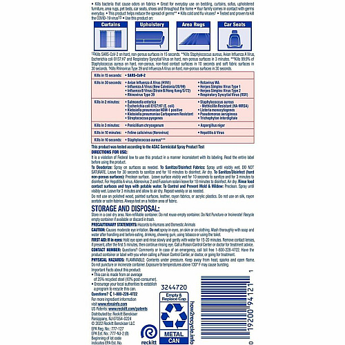 Lysol Fabric Disinfectant Spray 15 fl oz (0.5 quart) - Lavender Fields Scent - Virucidal, Soft, Deodorize - Clear - 1 Each (94121)