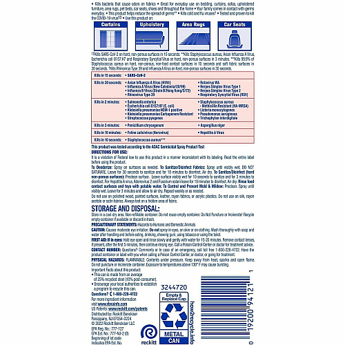 Lysol Fabric Disinfectant Spray 15 fl oz (0.5 quart) - Lavender Fields Scent - Virucidal, Soft, Deodorize - Clear - 1 Each (94121)