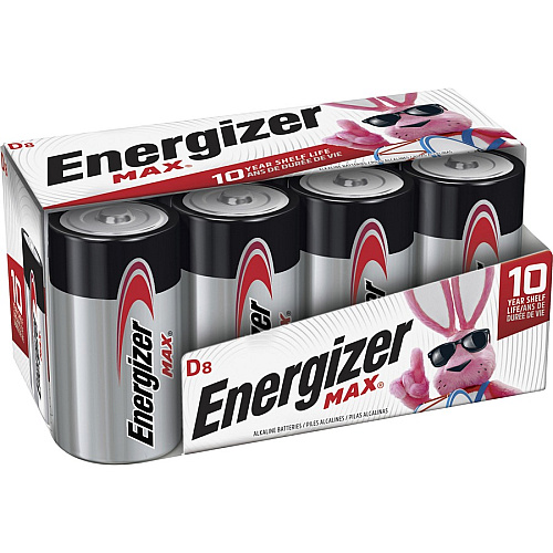 Energizer MAX Alkaline D Battery 8-Packs For Multipurpose - D - 8/Pack - 12 / Carton (E95FP8CT)