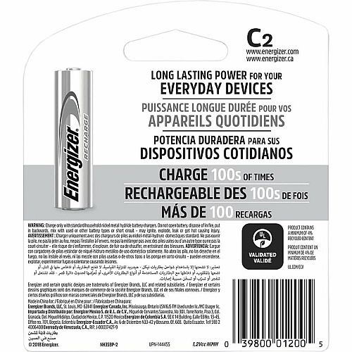 Energizer Recharge Universal Rechargeable C Battery 2-Packs For Multipurpose - Battery Rechargeable - C - 2/Pack - 24 / Carton (NH35BP2CT)