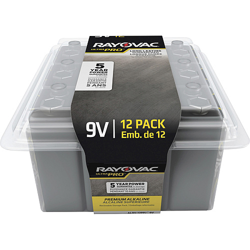 Rayovac 9-Volt Ultra-Pro Alkaline Battery, 12-Packs For Multipurpose - 9V - 9 V DC - 12/Pack - 12 / Carton (AL9V12PPJCT)