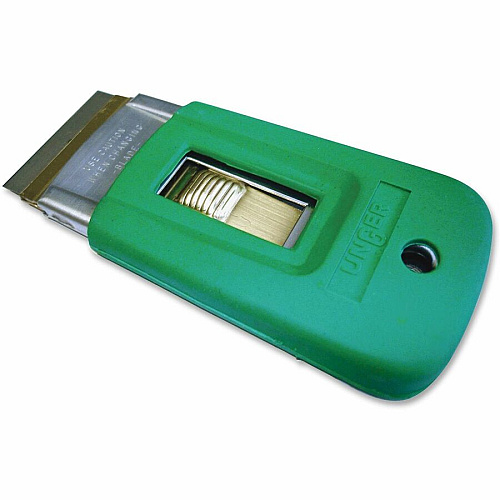 Unger Safety Scrapers 1.50" Blade - Retractable, Safety Lock, Non-slip Grip - Green - 50 / Carton (SR040CT)