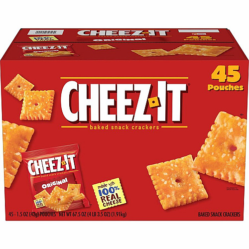 Cheez-It&reg Original Crackers Low Fat - Cheese - 1 Serving Pouch - 1.50 oz Bag - 45 / Carton (10201)