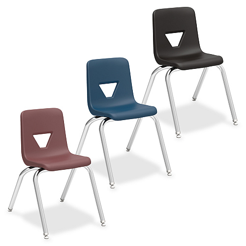 Lorell 16" Seat-height Student Stack Chairs Four-legged Base - Black - Polypropylene - 4 / Carton (LLR99888)