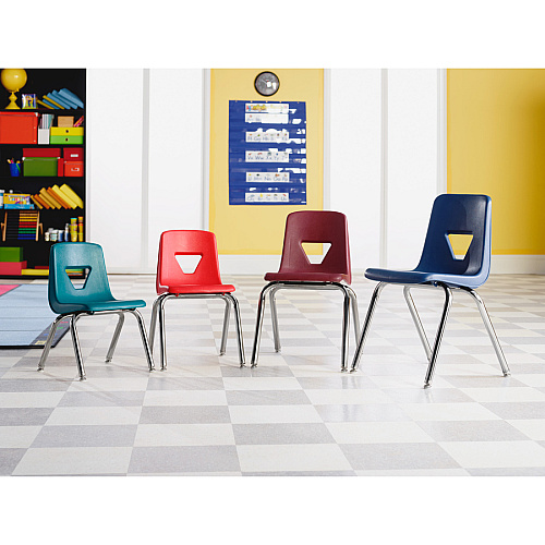 Lorell 18" Seat-height Student Stack Chairs Four-legged Base - Black - Polypropylene - 4 / Carton (LLR99891)
