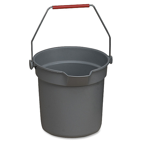 Rubbermaid Commercial Brute 10-quart Utility Bucket 2.50 gal - Heavy Duty, Rust Resistant, Bend Resistant - 10.2" - Plastic, Steel, High-density Polyethylene (HDPE) - Gray, Nickel, Chrome - 12 / Carton (296300GYCT)